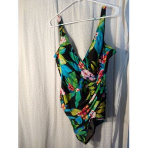 Miracle Suit Tropical Print Bathing Suit Women's Size 18